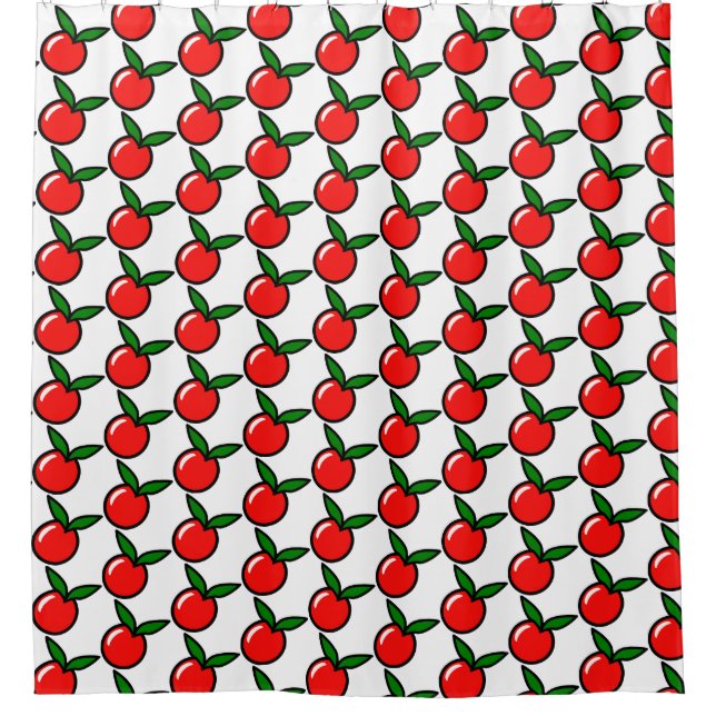 Niedlicher Apple Cherry Red Fruit Spaß Küche Carto Duschvorhang (Vorderseite)