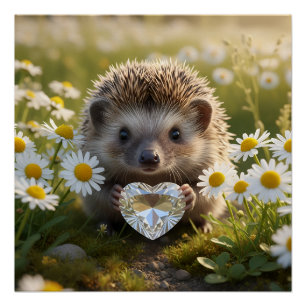 Niedlicher April-Igel mit Diamantherz Poster