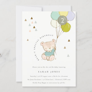 Niedlicher Aqua-Bären-Ballon jedes Alter Geburtsta Dankeskarte