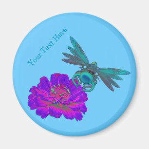 Niedlicher Aqua-Dragonfly auf Blume Magnet