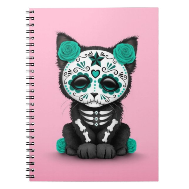 Niedlicher aquamariner blauer Tag der toten Notizblock (Vorderseite)