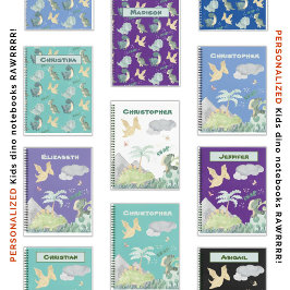 Niedlicher Aquamariner Dinosaurier Notizbuch