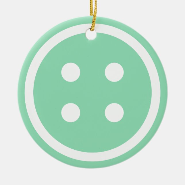 Niedlicher Aquamariner Nähknopf Keramikornament (Vorne)