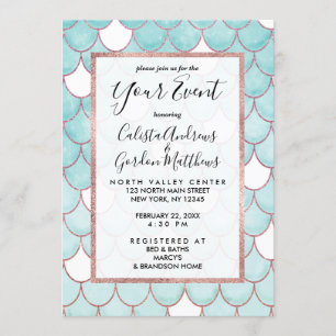 Niedlicher Aquamariner rosa Glitzer Wasserfarbe Me Einladung
