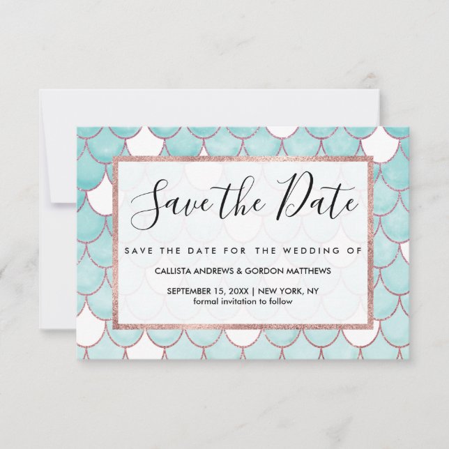 Niedlicher Aquamariner rosa Glitzer Wasserfarbe Me Save The Date (Vorderseite)