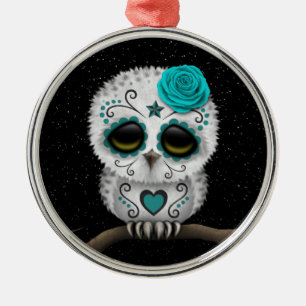 Niedlicher aquamariner Tag der toten Silbernes Ornament