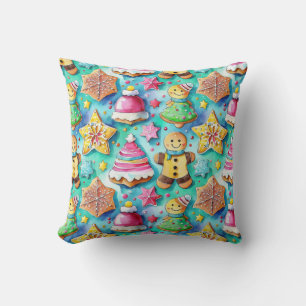 Niedlicher Aquarell Cartoon Lebkuchen Cookie Kissen