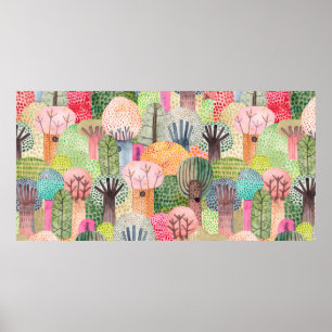 Niedlicher Aquarell Kinderwaldnaht Poster