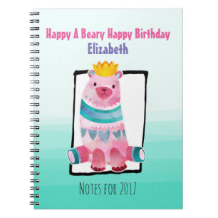 Niedlicher Aquarellbär mit einem kronenfreudigen G Notizblock