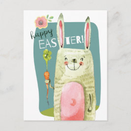 Niedlicher Aquarellbär mit Karotte Happy Oaster Feiertagspostkarte