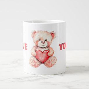 niedlicher Aquarellbär mit rotem Cartoon Jumbo-Tasse