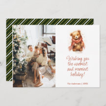 Niedlicher Aquarellbär mit Scarf Weihnachtsfest Fo