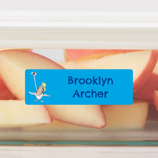 Niedlicher Archerfish Cartoon personalisiert Etiketten (Befestigt)