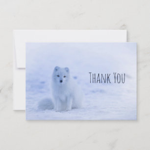 Niedlicher arctic Fox Snowy Winter Hintergrund Dan Dankeskarte