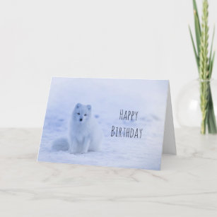 Niedlicher arktischer Fox auf Snow Happy Birthday Karte