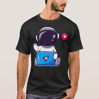 Niedlicher Astronaut auf Laptop-Cartoon1 T-Shirt