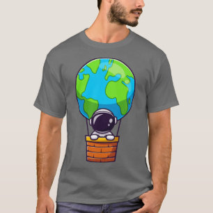 Niedlicher Astronaut in der Heißluftballon-Erde T-Shirt