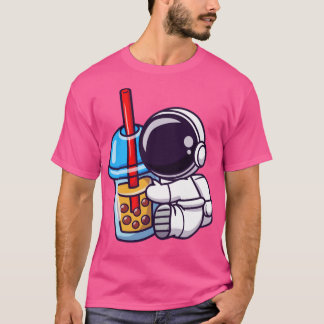 Niedlicher Astronaut mit Boba Milk Tee Cartoon1