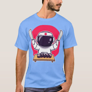 Niedlicher Astronaut Sushi mit Messer T-Shirt