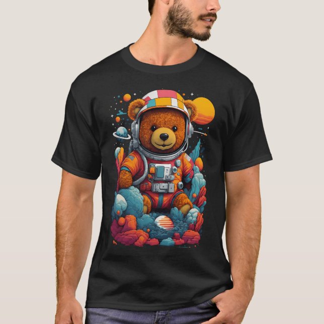 Niedlicher Astronaut Teddy Bear T-Shirt (Vorderseite)