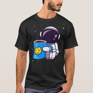 Niedlicher Astronautencup Coffee Space Cartoon T-Shirt