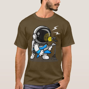 Niedlicher Astronautenrocker mit Gitarren-Cartoon T-Shirt