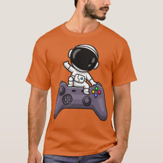 Niedlicher Astronautenschlag auf Controller-Cartoo T-Shirt