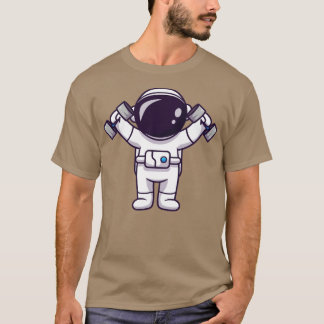 Niedlicher Astronautin Lifting Barbell T-Shirt