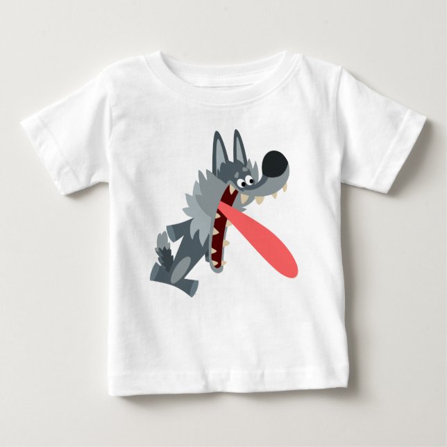 Niedlicher aufgeregter Cartoon Wolf Baby T - Shirt (Vorderseite)