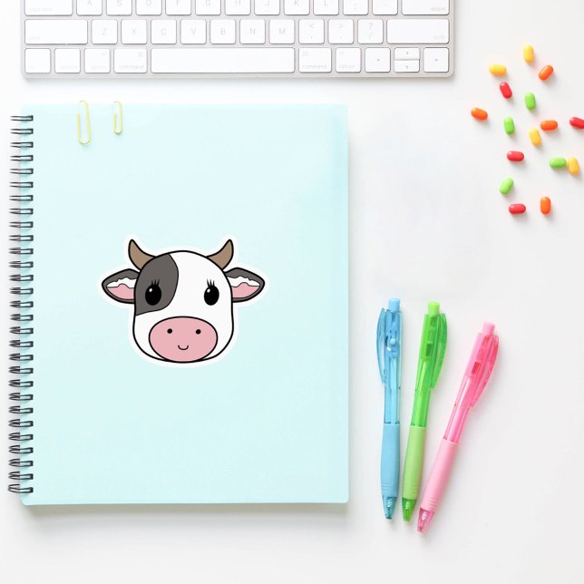 Niedlicher Aufkleber für die Kuh (Cute Cow Custom-Cut Sticker)