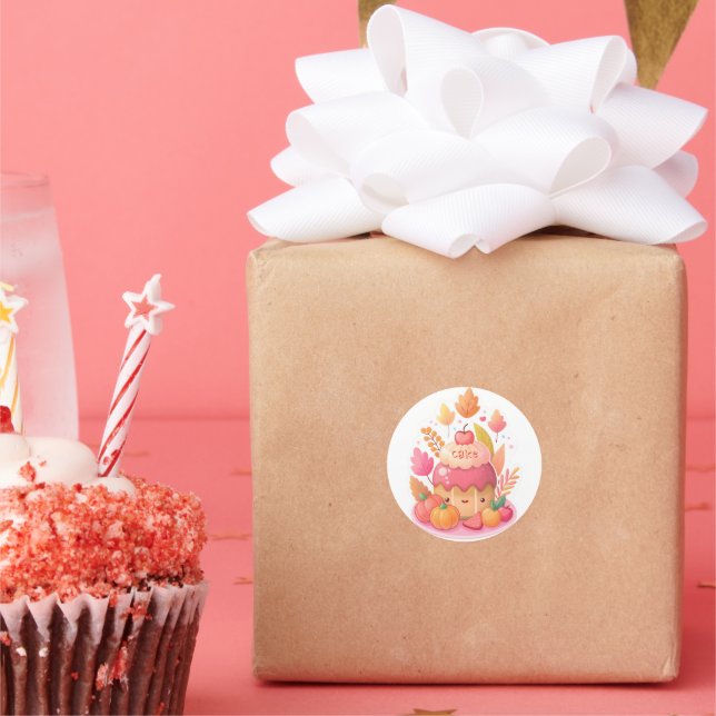 Niedlicher Aufkleber, rosa Kuchen Runder Aufkleber (Party)