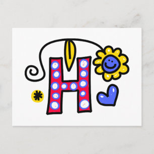 Niedlicher Ausdruck des Grußwortes H für Monogramm Postkarte