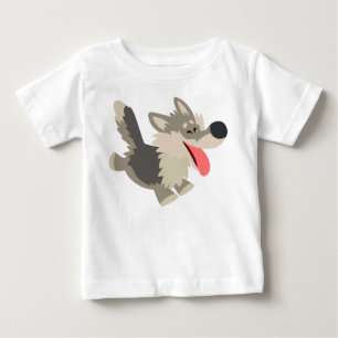 Niedlicher ausgelassener Cartoon-Wolf-Baby-T - Baby T-shirt
