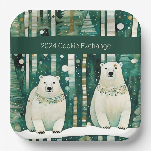 Niedlicher Austausch von Grünen Weihnachtskochen Pappteller (Vorderseite)