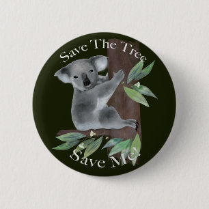 Niedlicher australischer Baum umarmt Koala Button