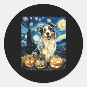 Niedlicher australischer Schäferhund Halloween Jac Runder Aufkleber