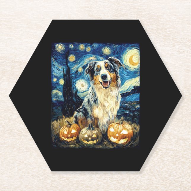 Niedlicher australischer Schäferhund Halloween Jac Untersetzer (Vorderseite)