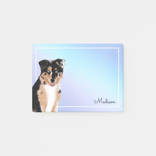Niedlicher australischer Schäferhund Pastel Ombre  Post-it Klebezettel (Vorderseite)