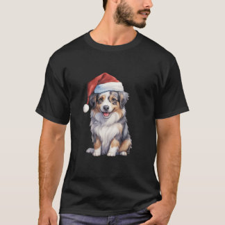 Niedlicher australischer Schäferhund Welpe mit Wei T-Shirt