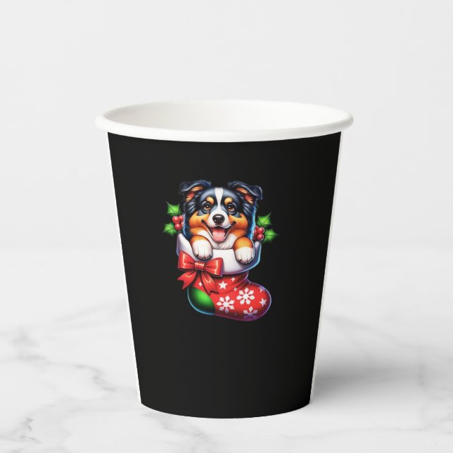 Niedlicher australischer Shepherd Weihnachtsmann S Pappbecher (Vorderseite)