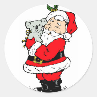 Niedlicher australischer Weihnachtsmann mit Koala Runder Aufkleber