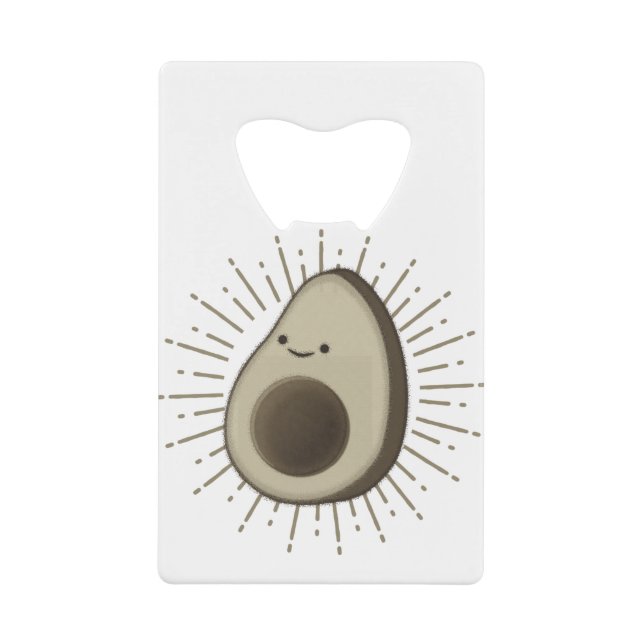 Niedlicher Avocado-Cartoon im Vintagen Stil Geldbeutel Flaschenöffner (Vorderseite)