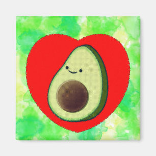 Niedlicher Avocado Cartoon in Rotem Herzen auf Was Magnet