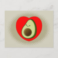 Niedlicher Avocado-Cartoon in Rotem Herzen grün