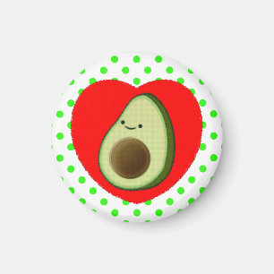 Niedlicher Avocado-Cartoon in Rotem Herzen Magnet