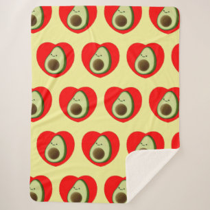 Niedlicher Avocado-Cartoon in Rotem Herzen Sherpadecke