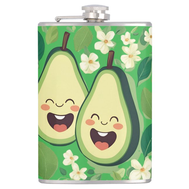 Niedlicher Avocado Couple Phone Case | Funny Kawai Flachmann (Vorderseite)