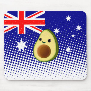 Niedlicher Avocado, der australische Flagge Zeichn Mousepad