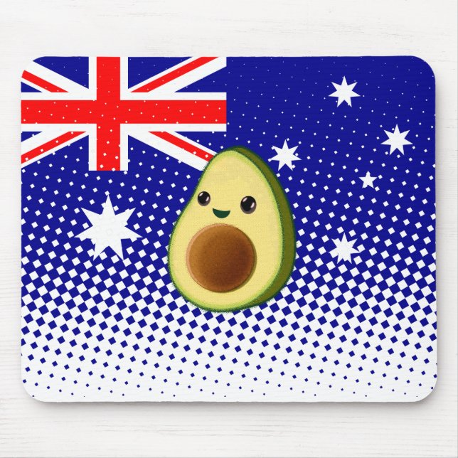 Niedlicher Avocado, der australische Flagge Zeichn Mousepad (Vorne)