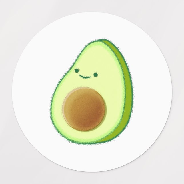 Niedlicher Avocado, der Lebensmittel Zeichne Etiketten (Design 1)
